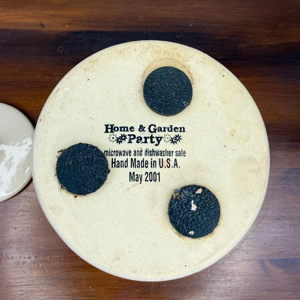 Home & Garden Party Birdhouse Canister Set 3pc Stoneware USA 2001 Vintage